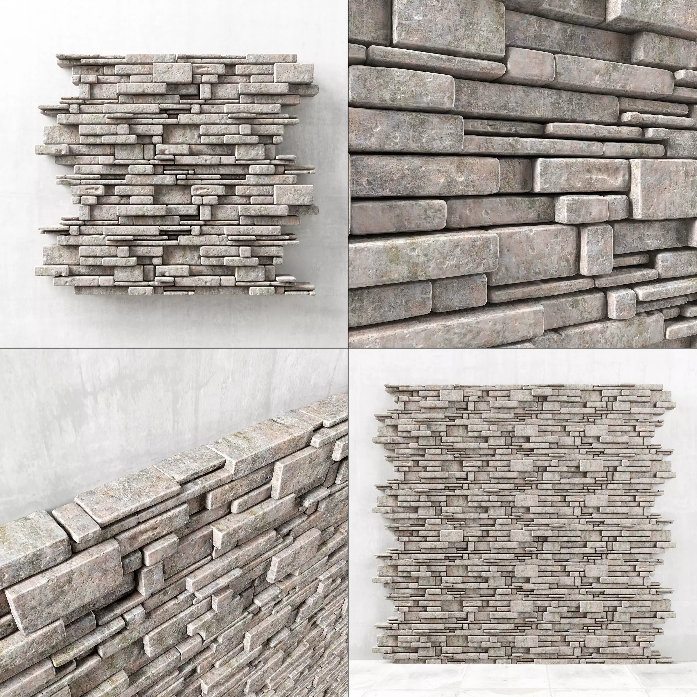 Stone brick panel n8 3D model