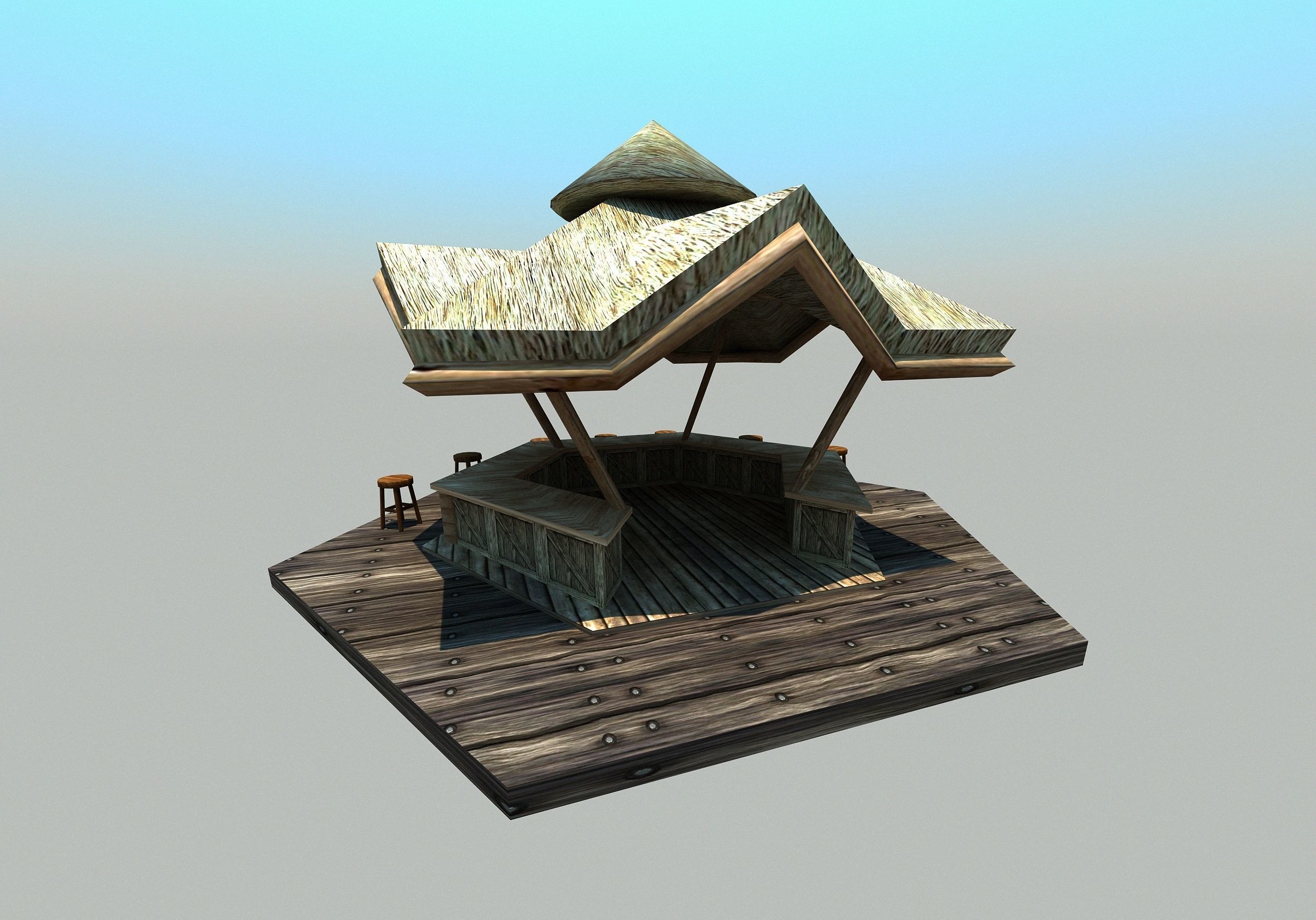 Beach bar - Low poly Low-poly 3D model_1