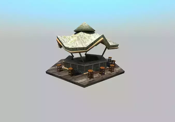 Beach bar - Low poly Low-poly 3D model