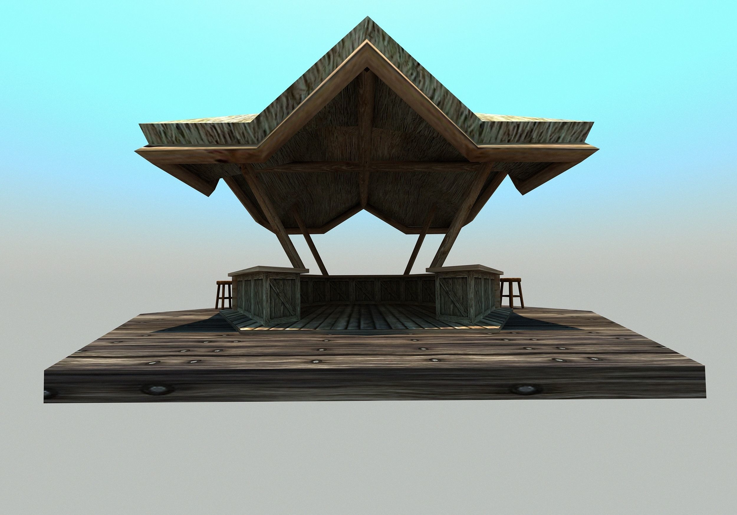 Beach bar - Low poly Low-poly 3D model_3