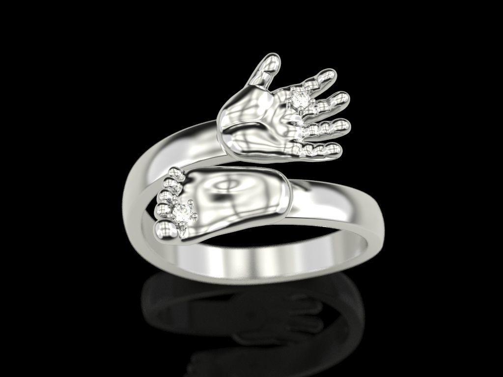 Baby hand foot ring 3D print model_8