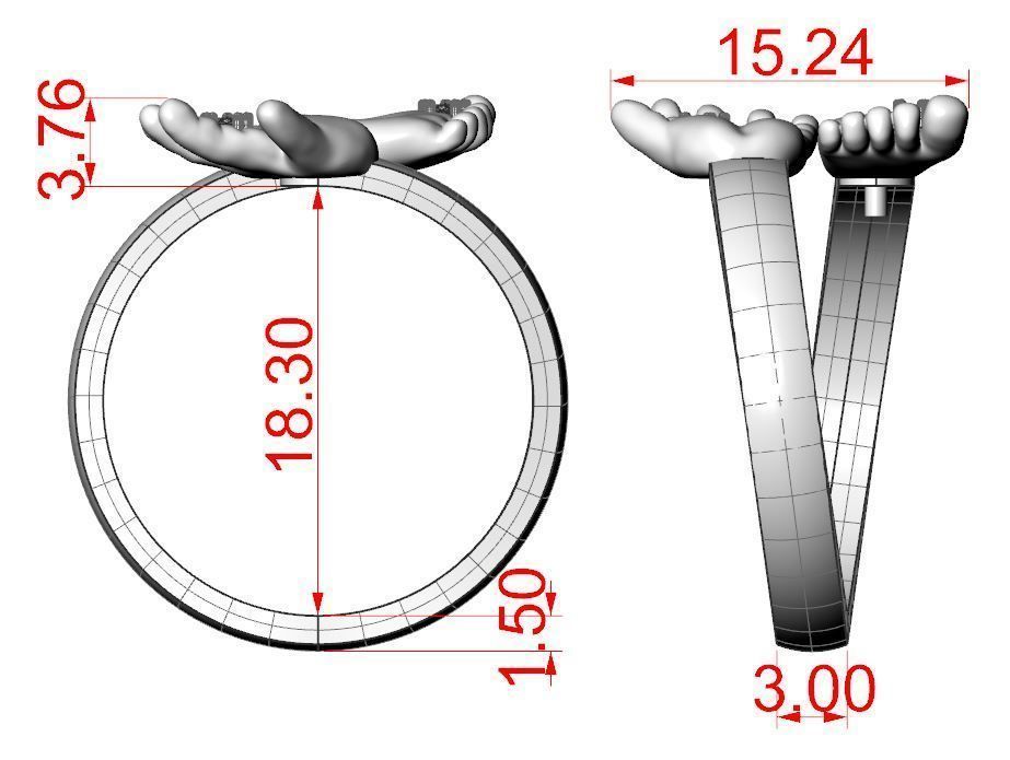 Baby hand foot ring 3D print model_11
