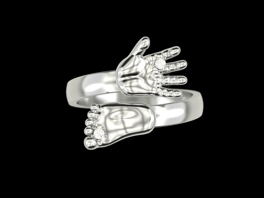 Baby hand foot ring 3D print model_7