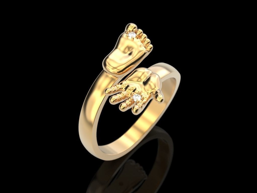 Baby hand foot ring 3D print model_4