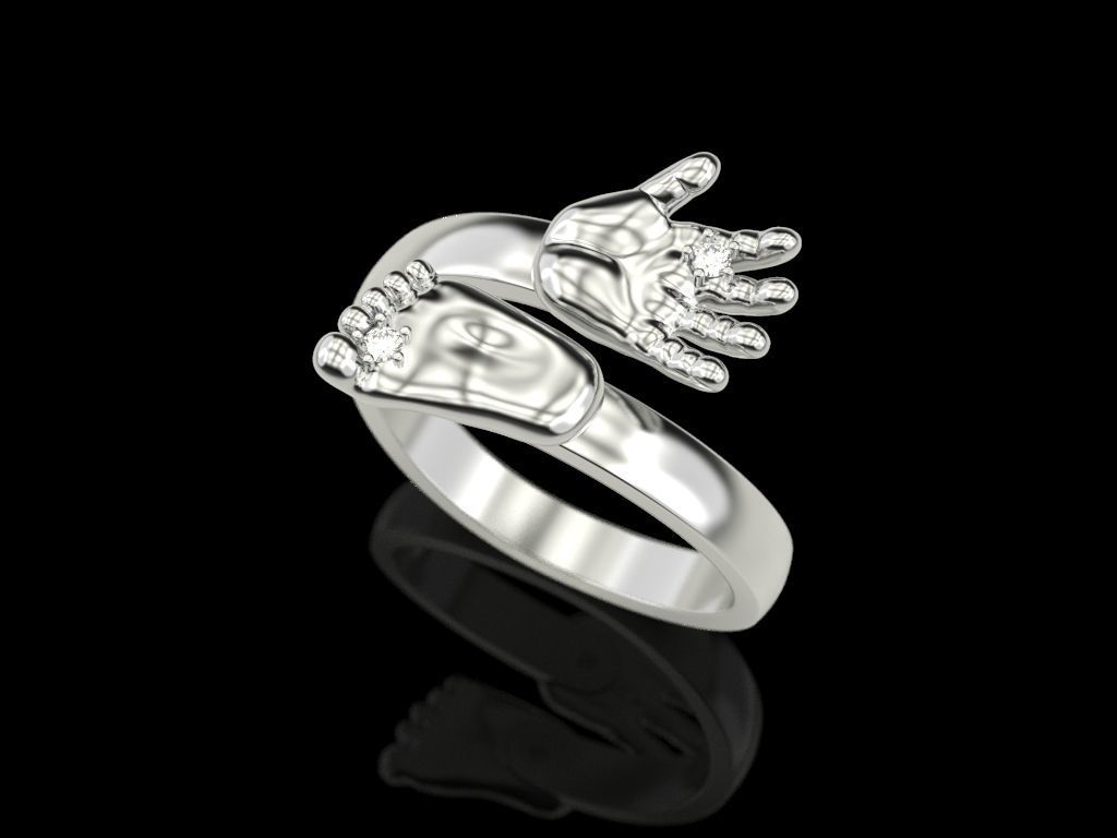 Baby hand foot ring 3D print model_5