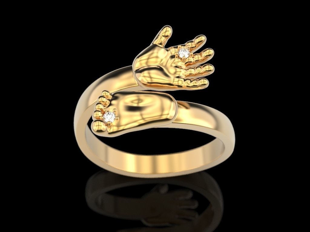 Baby hand foot ring 3D print model_2