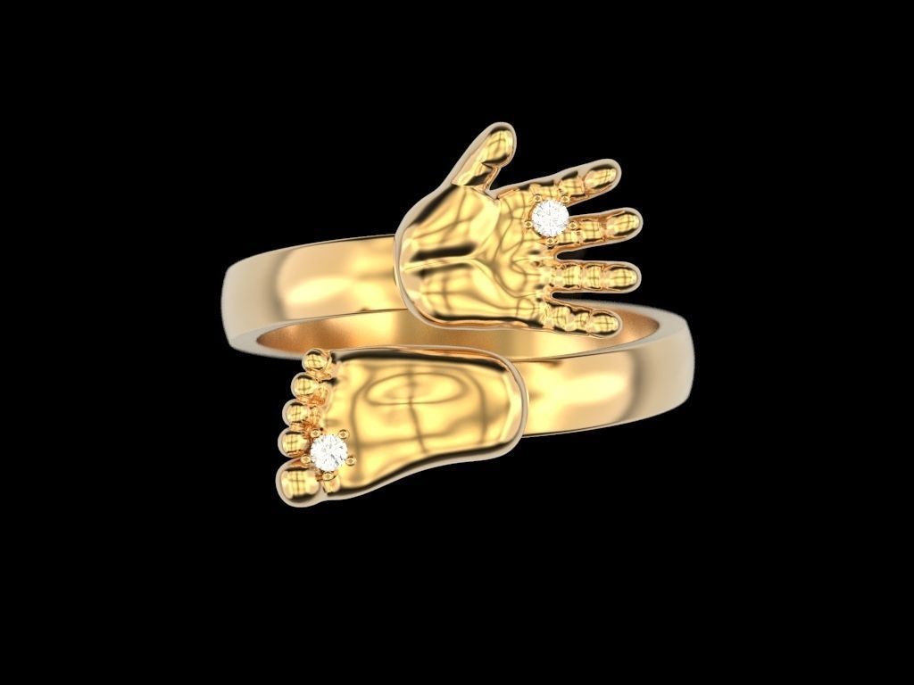 Baby hand foot ring 3D print model_1