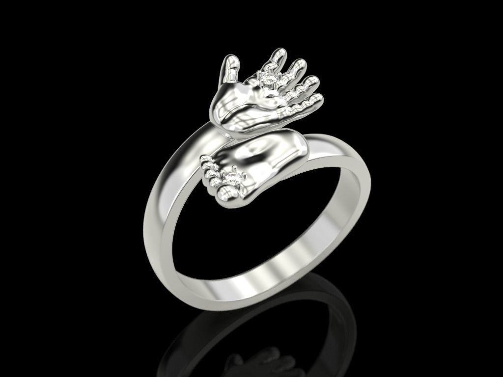 Baby hand foot ring 3D print model_6