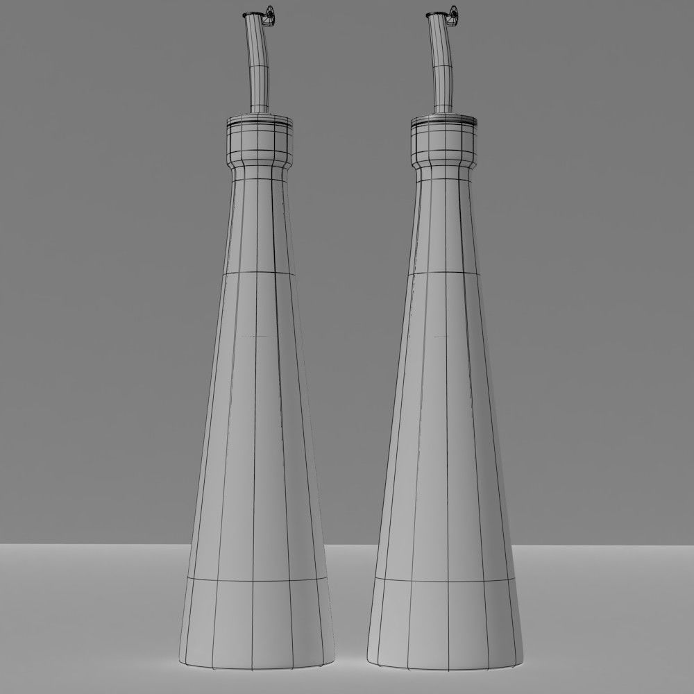 Oil and Vinegar Bottles with Metal Lid 3D model_1