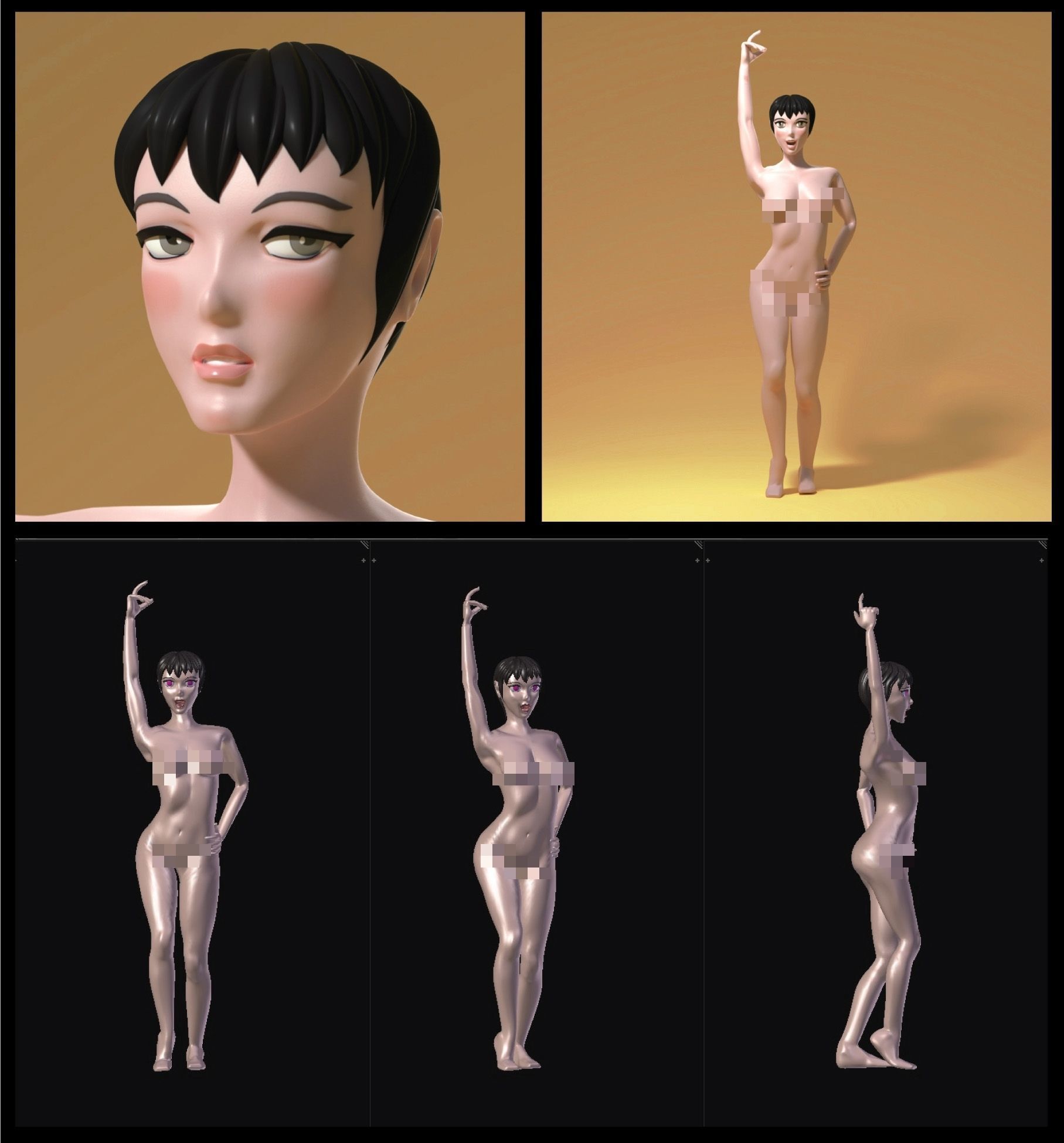 Maria - Rigged female anime character 3D model 3D model_1