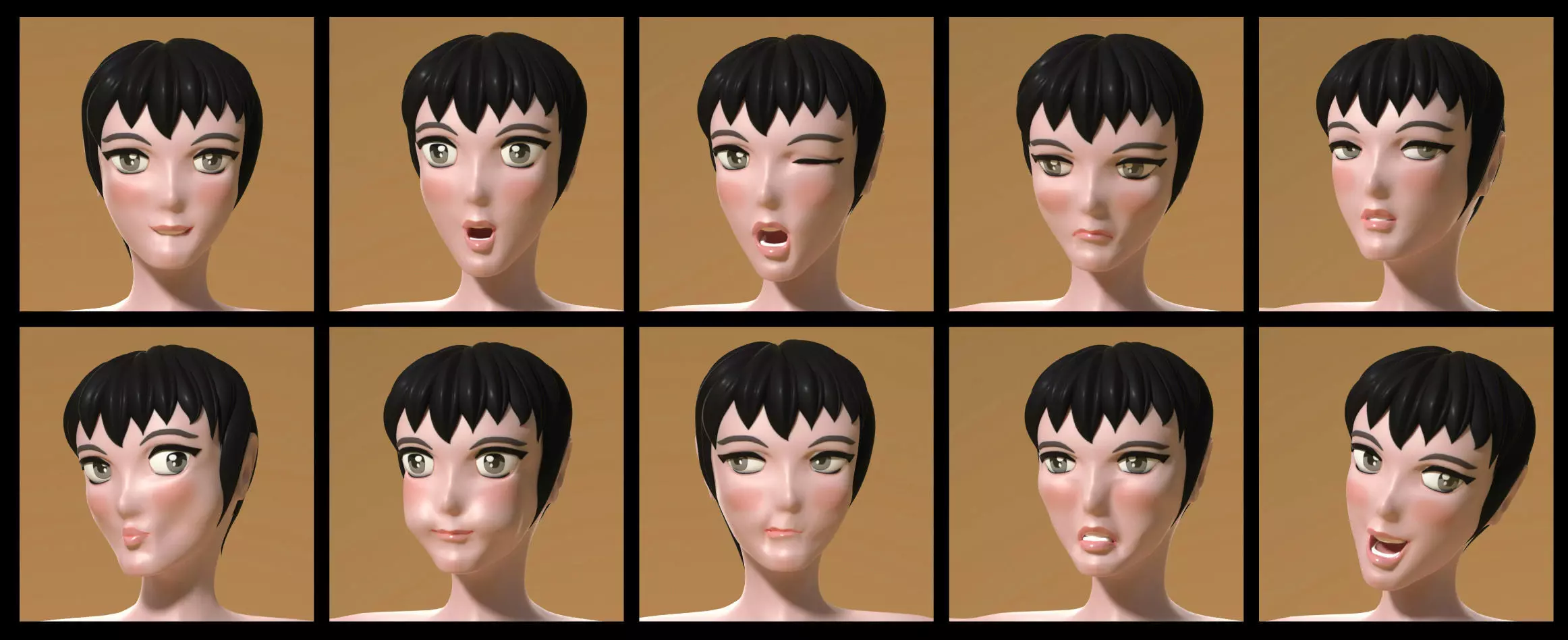 Maria - Rigged female anime character 3D model 3D model_0