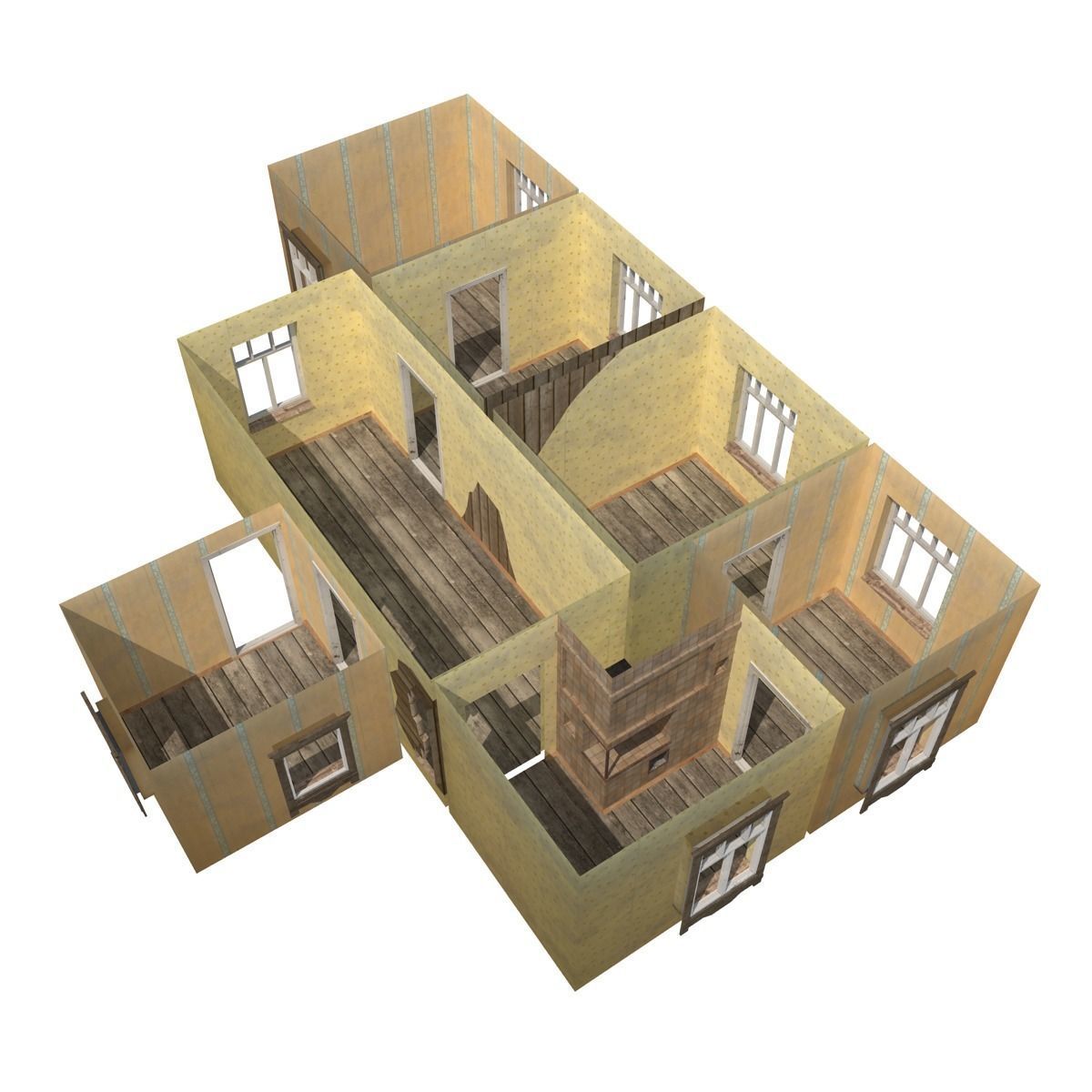 Old Wooden House Low-poly 3D model_7
