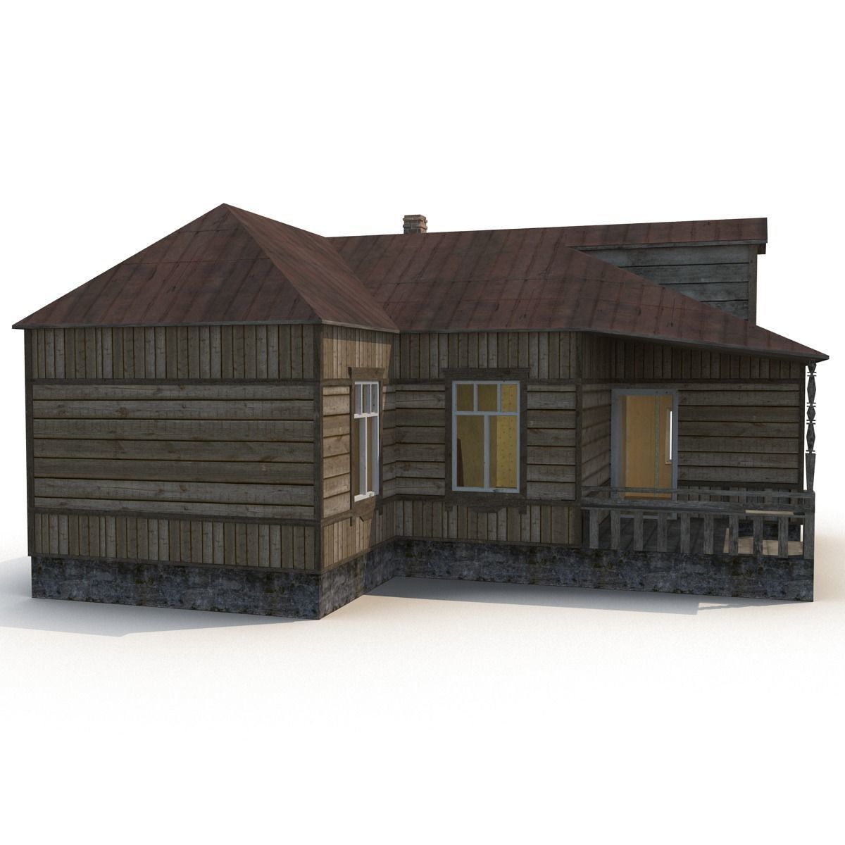 Old Wooden House Low-poly 3D model_6