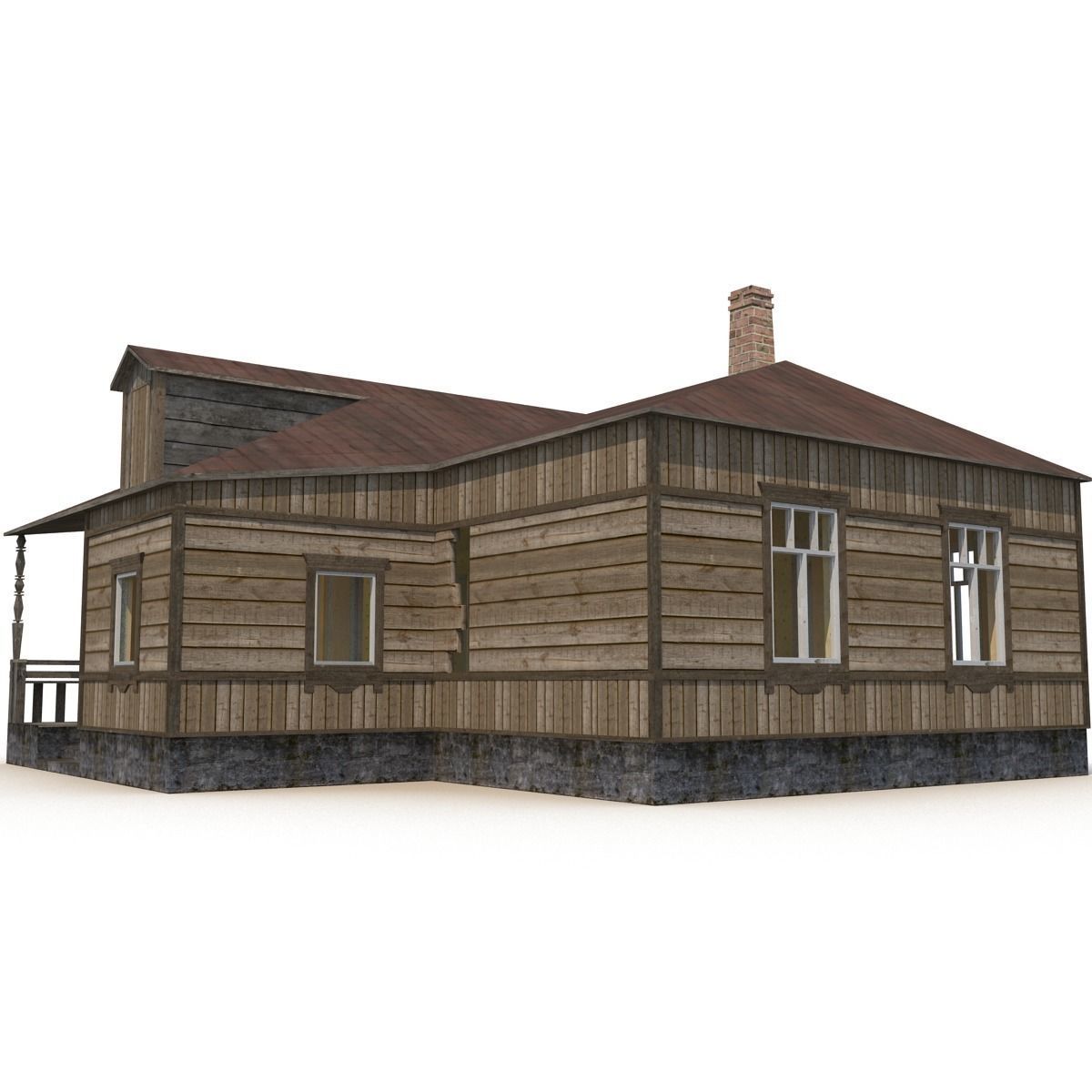Old Wooden House Low-poly 3D model_3