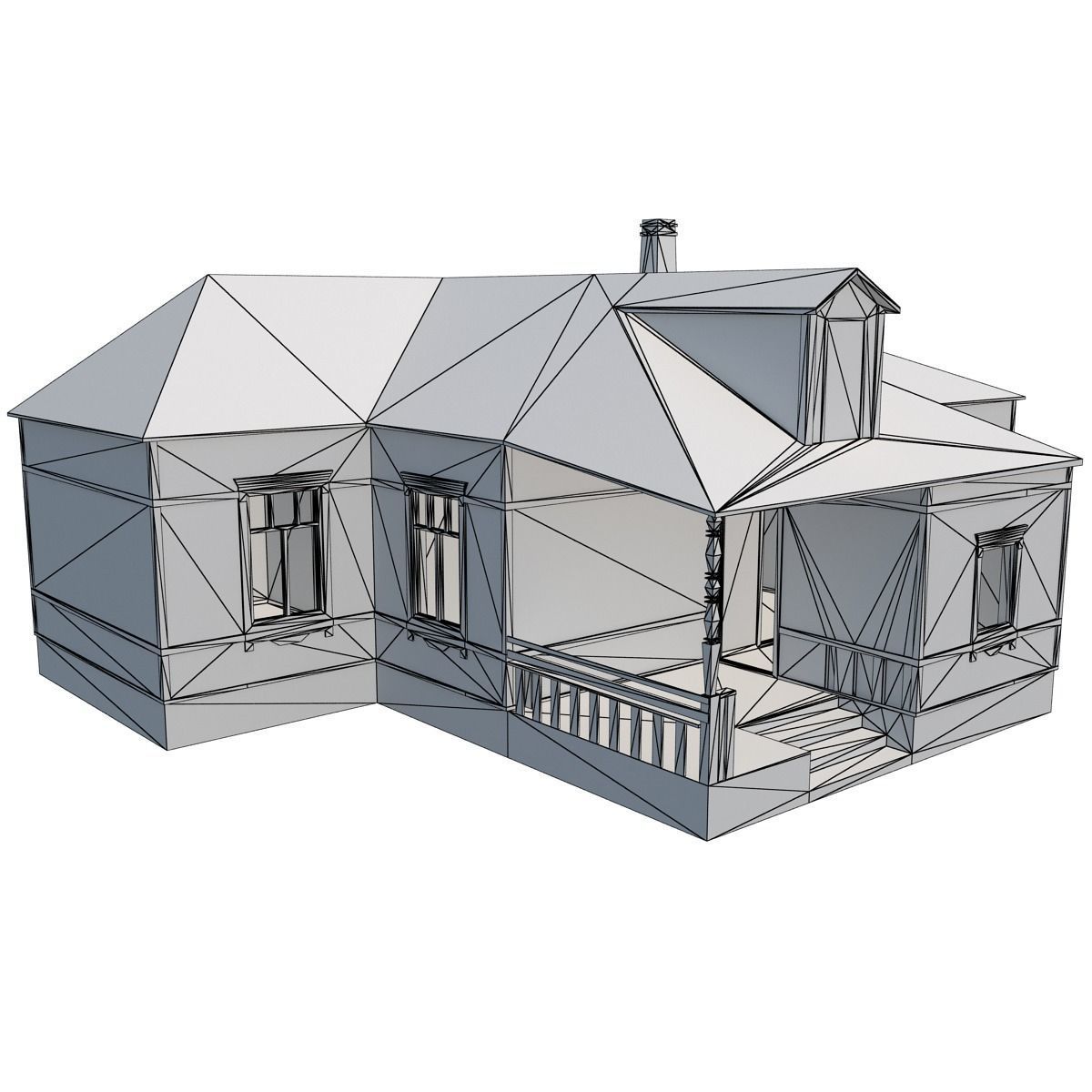 Old Wooden House Low-poly 3D model_8