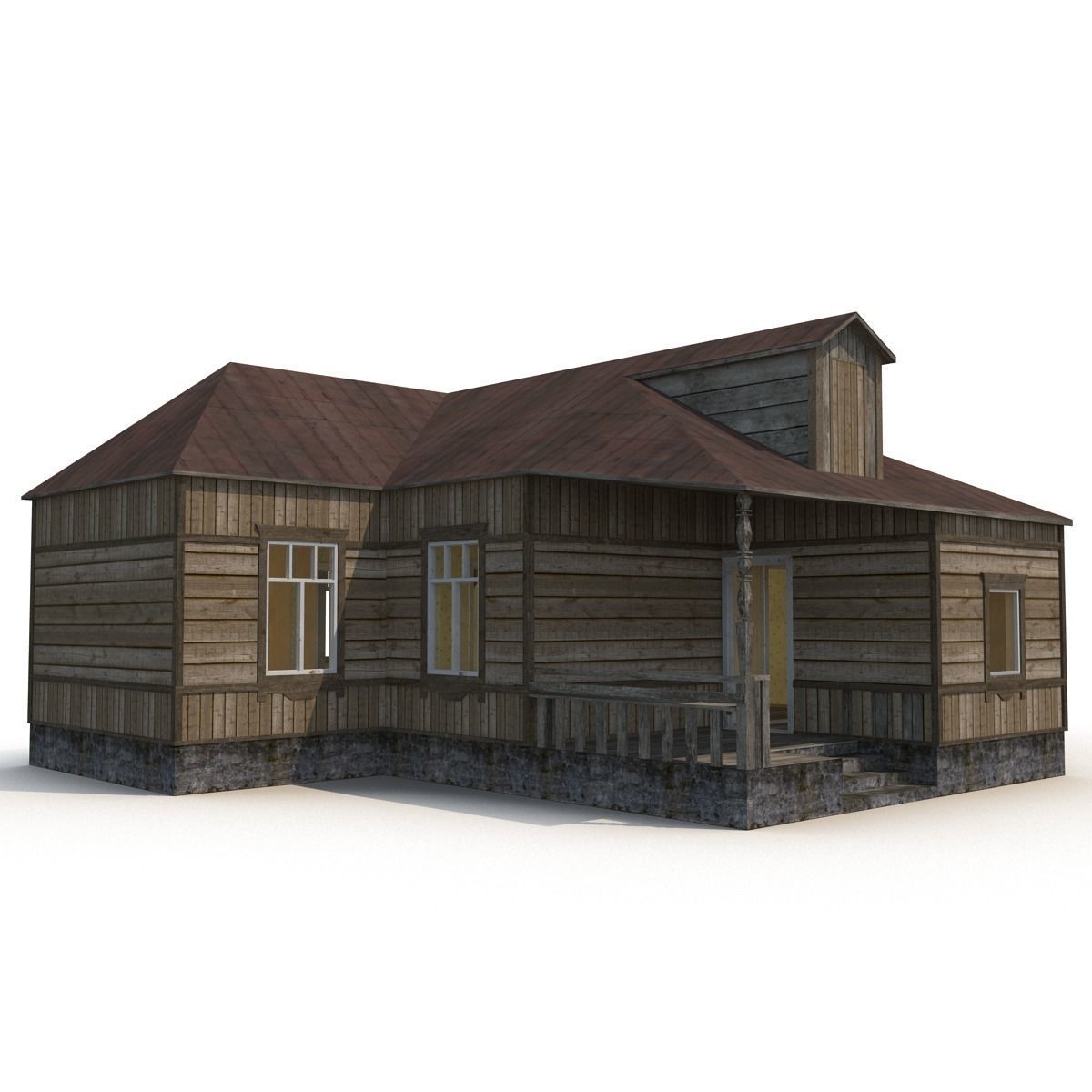 Old Wooden House Low-poly 3D model_1