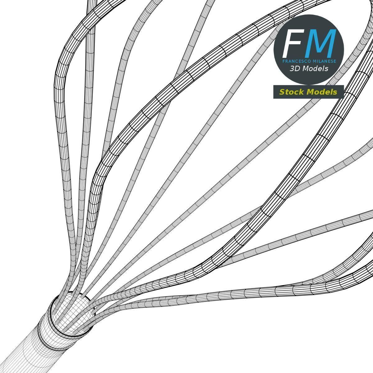 Kitchen whisk with a black handle 3D model_8