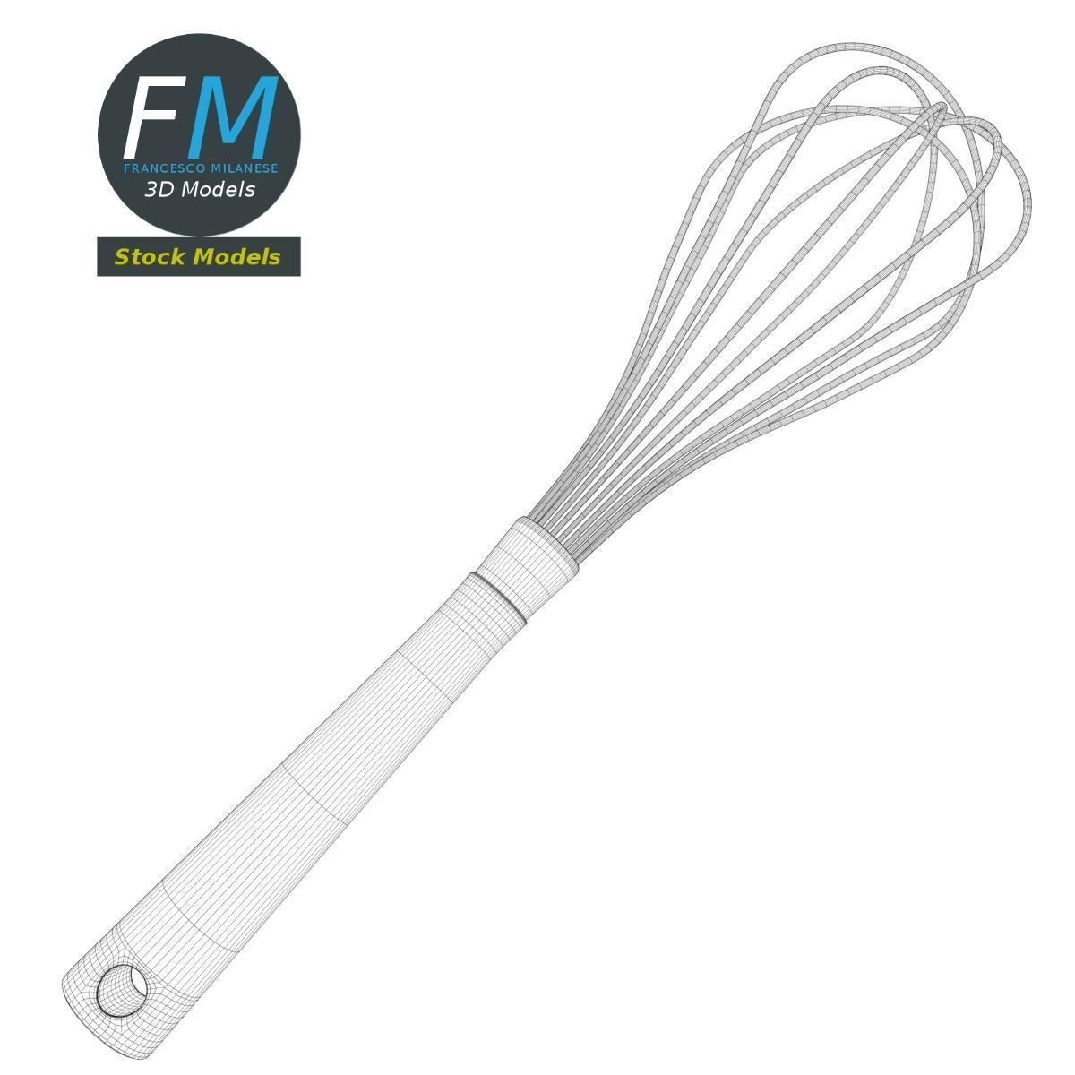 Kitchen whisk with a black handle 3D model_7