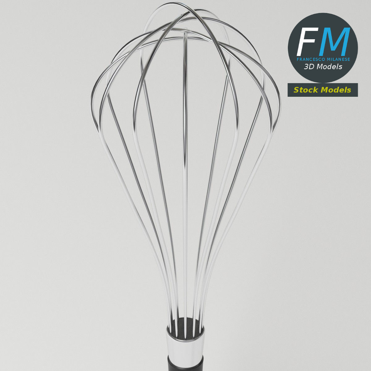 Kitchen whisk with a black handle 3D model_5
