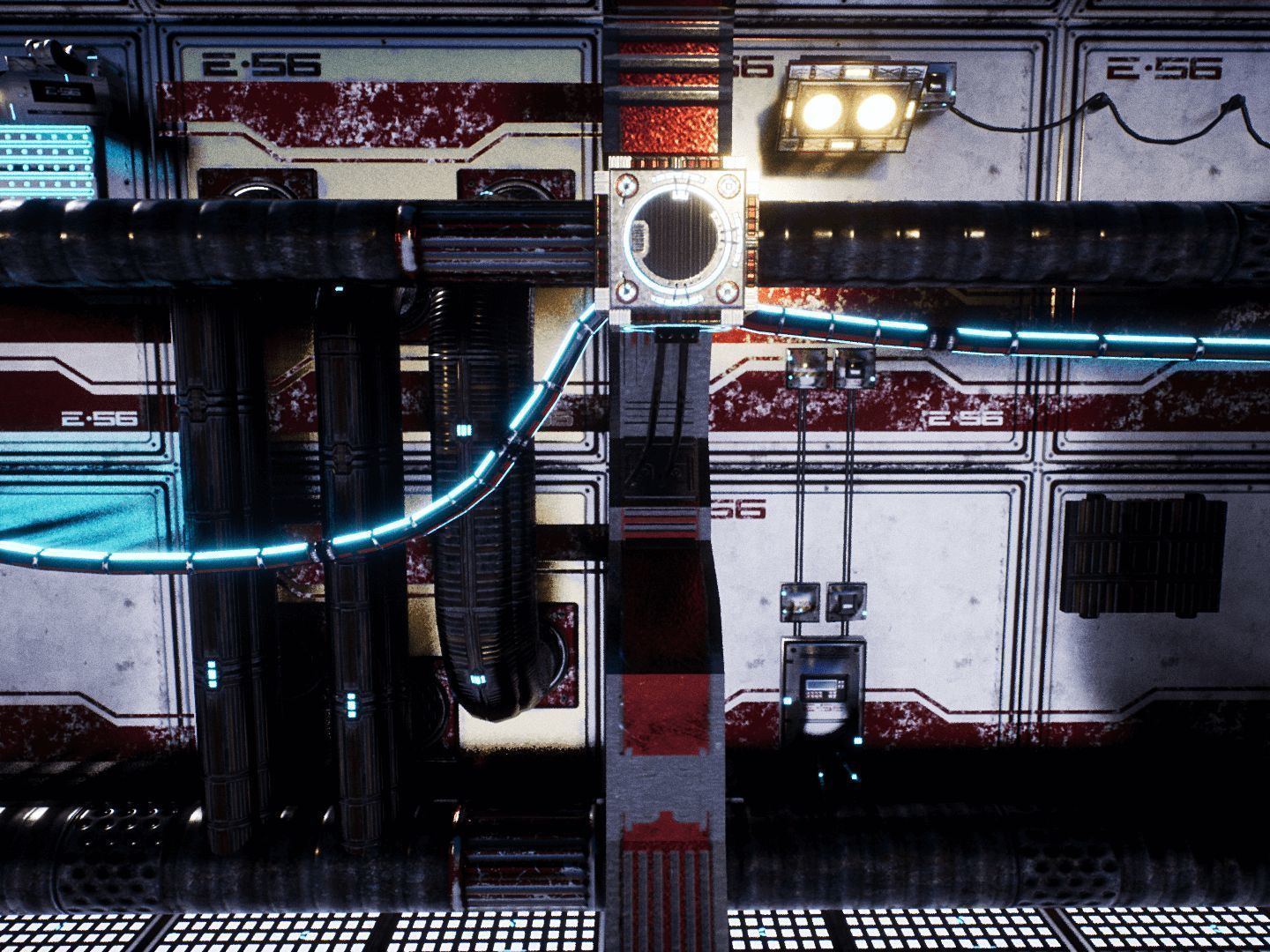 Red Corridor for Unreal Low-poly 3D model_8