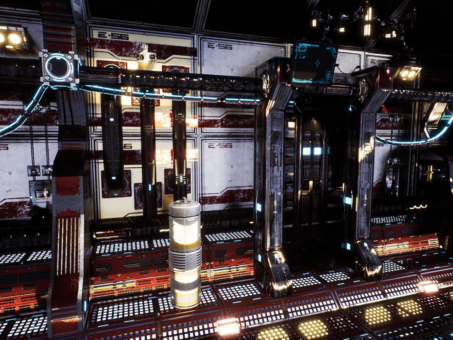 Red Corridor for Unreal Low-poly 3D model_7