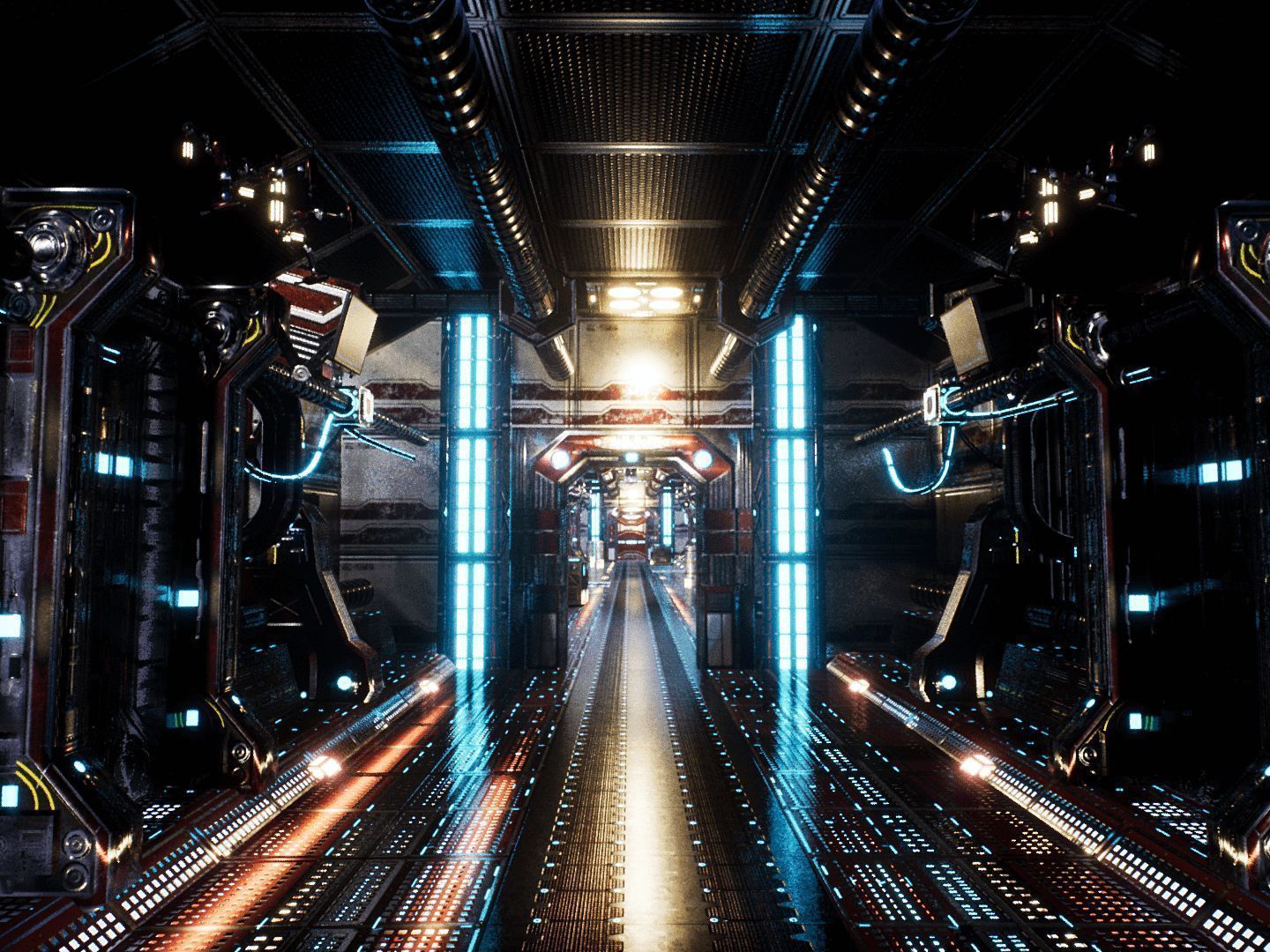 Red Corridor for Unreal Low-poly 3D model_4