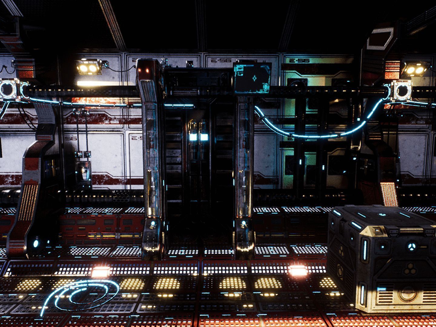 Red Corridor for Unreal Low-poly 3D model_5