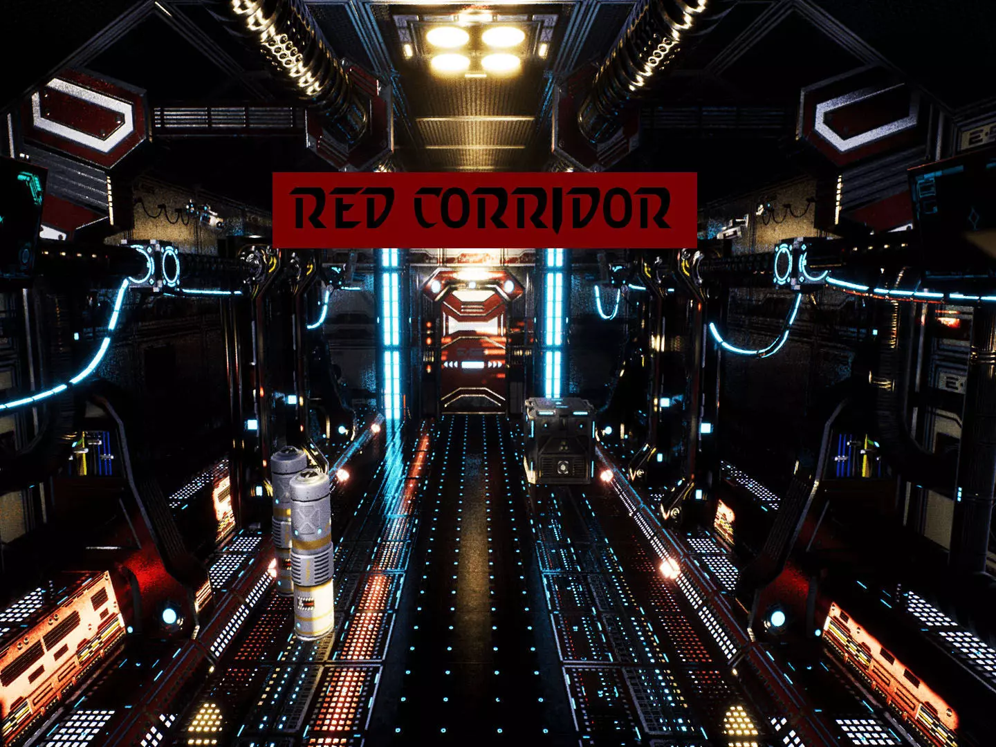 Red Corridor for Unreal Low-poly 3D model_0