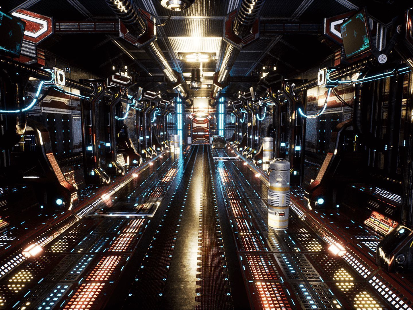 Red Corridor for Unreal Low-poly 3D model_6