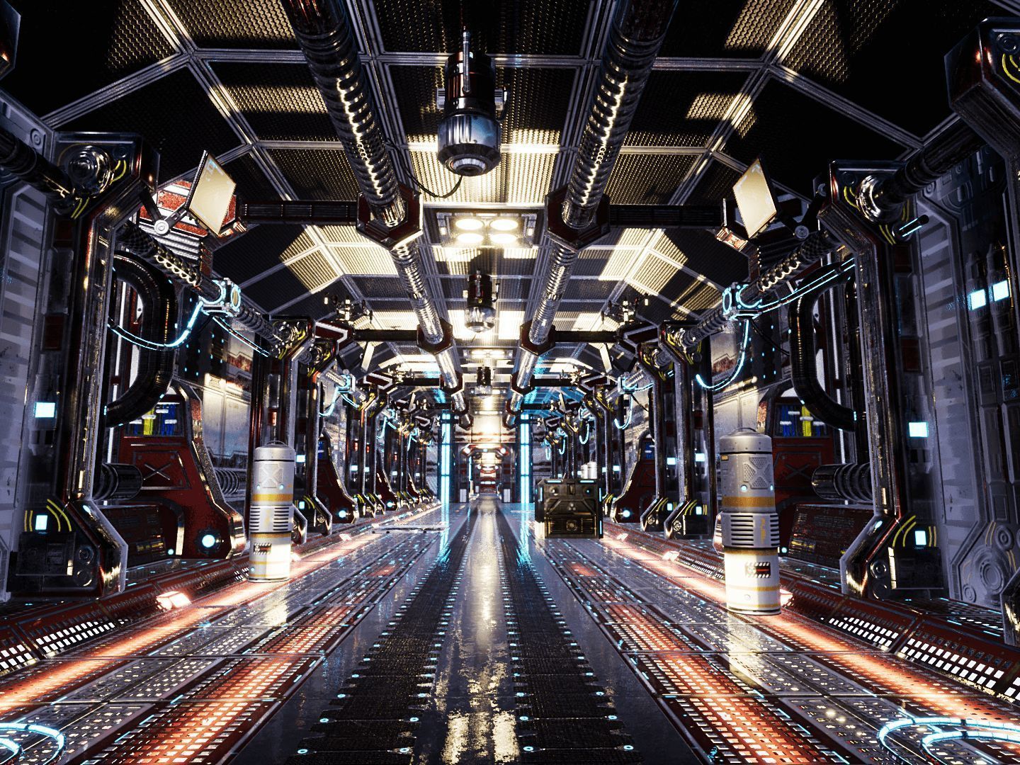 Red Corridor for Unreal Low-poly 3D model_9