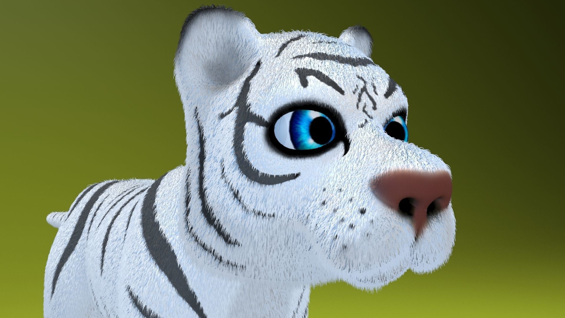 cartoon tiger Low-poly 3D model_10