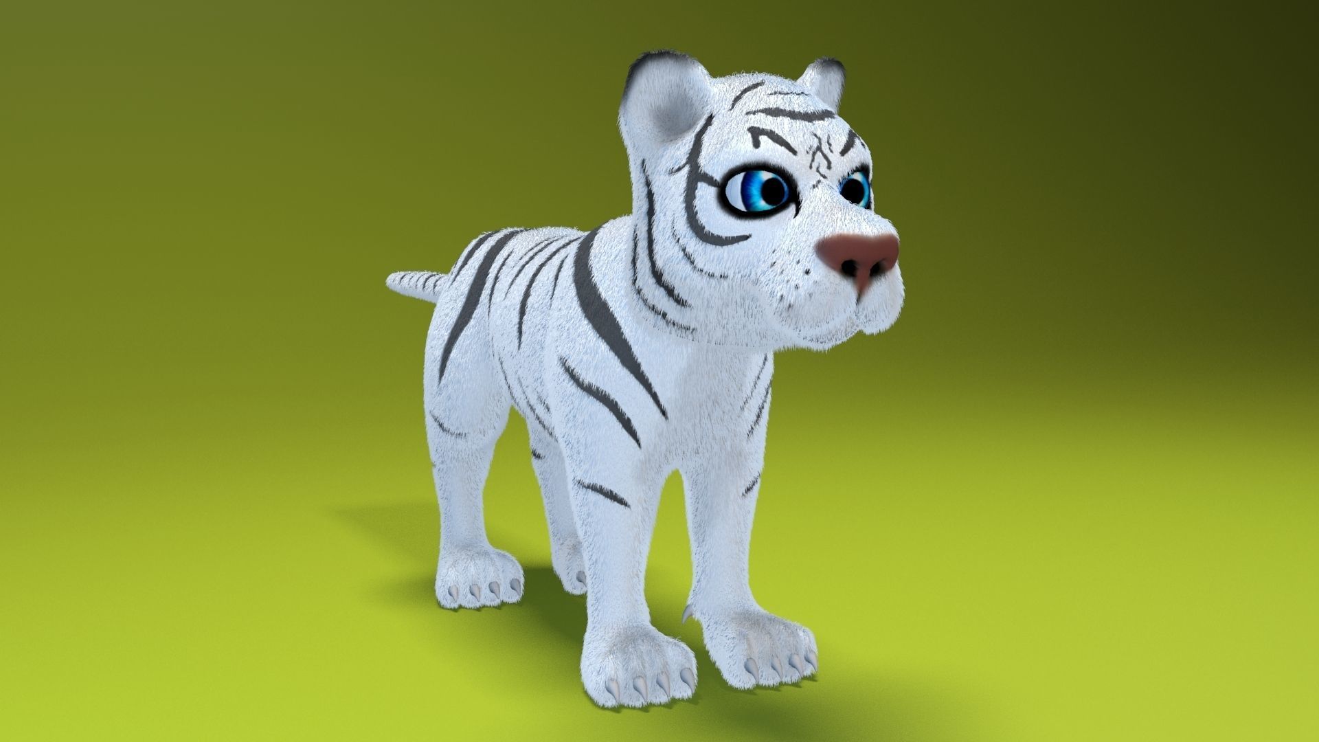 cartoon tiger Low-poly 3D model_9
