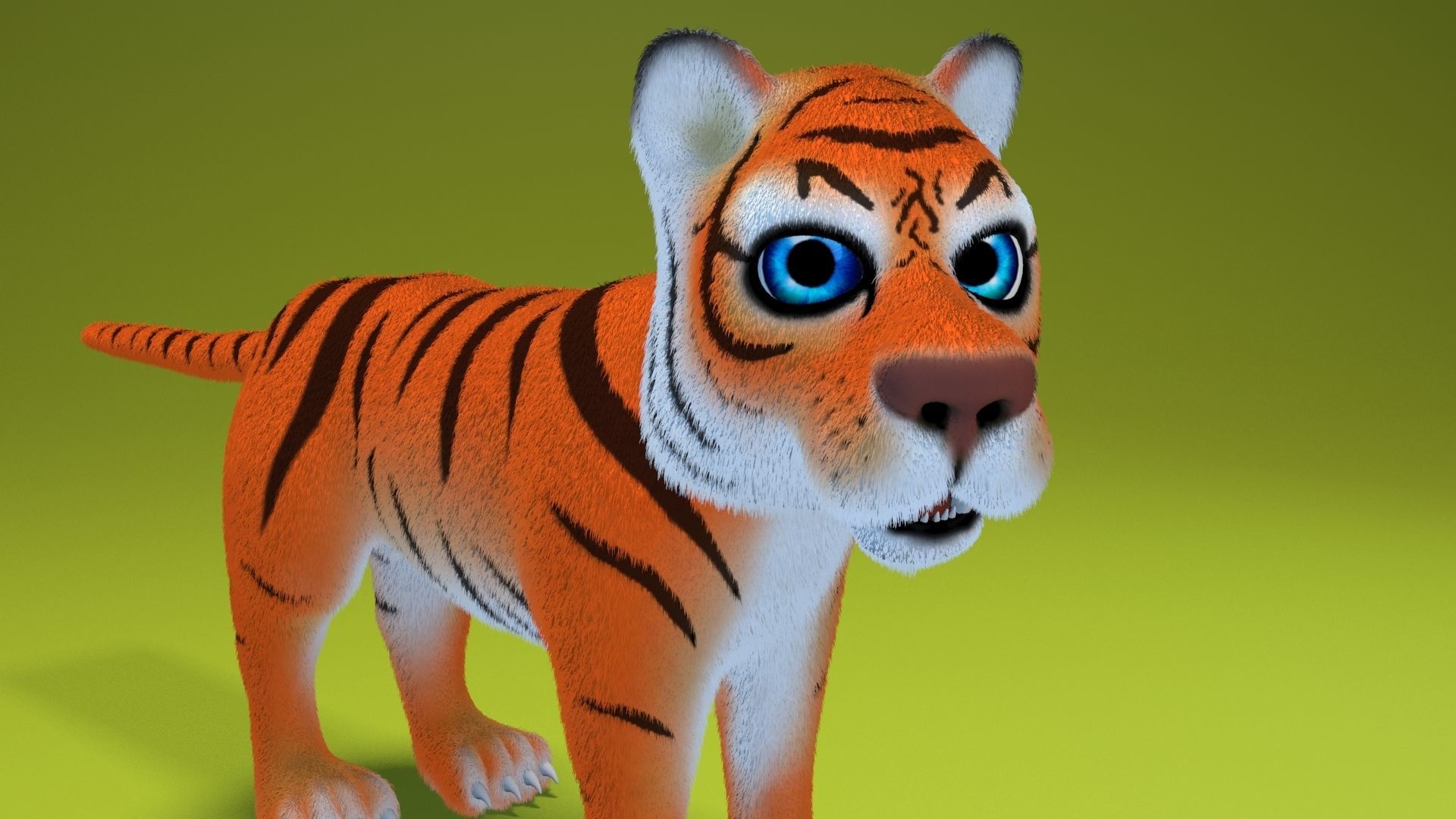 cartoon tiger Low-poly 3D model_5
