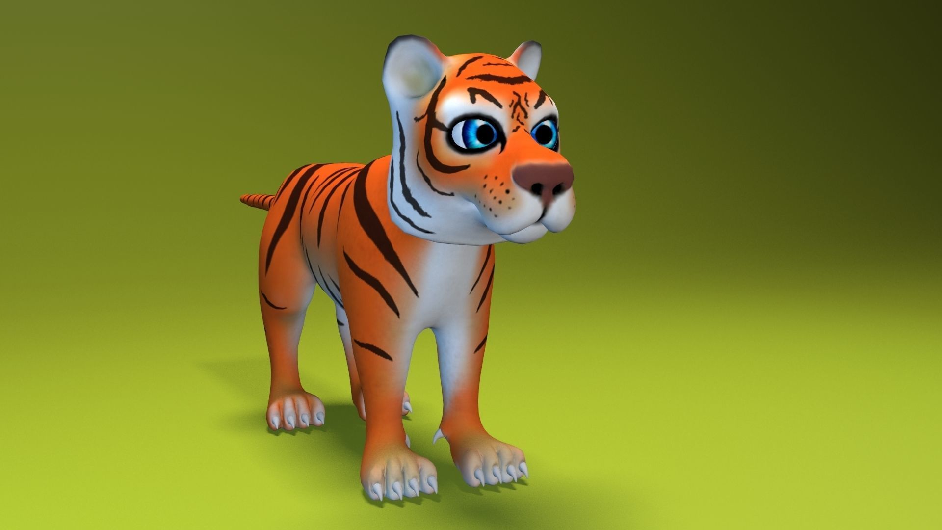 cartoon tiger Low-poly 3D model_7
