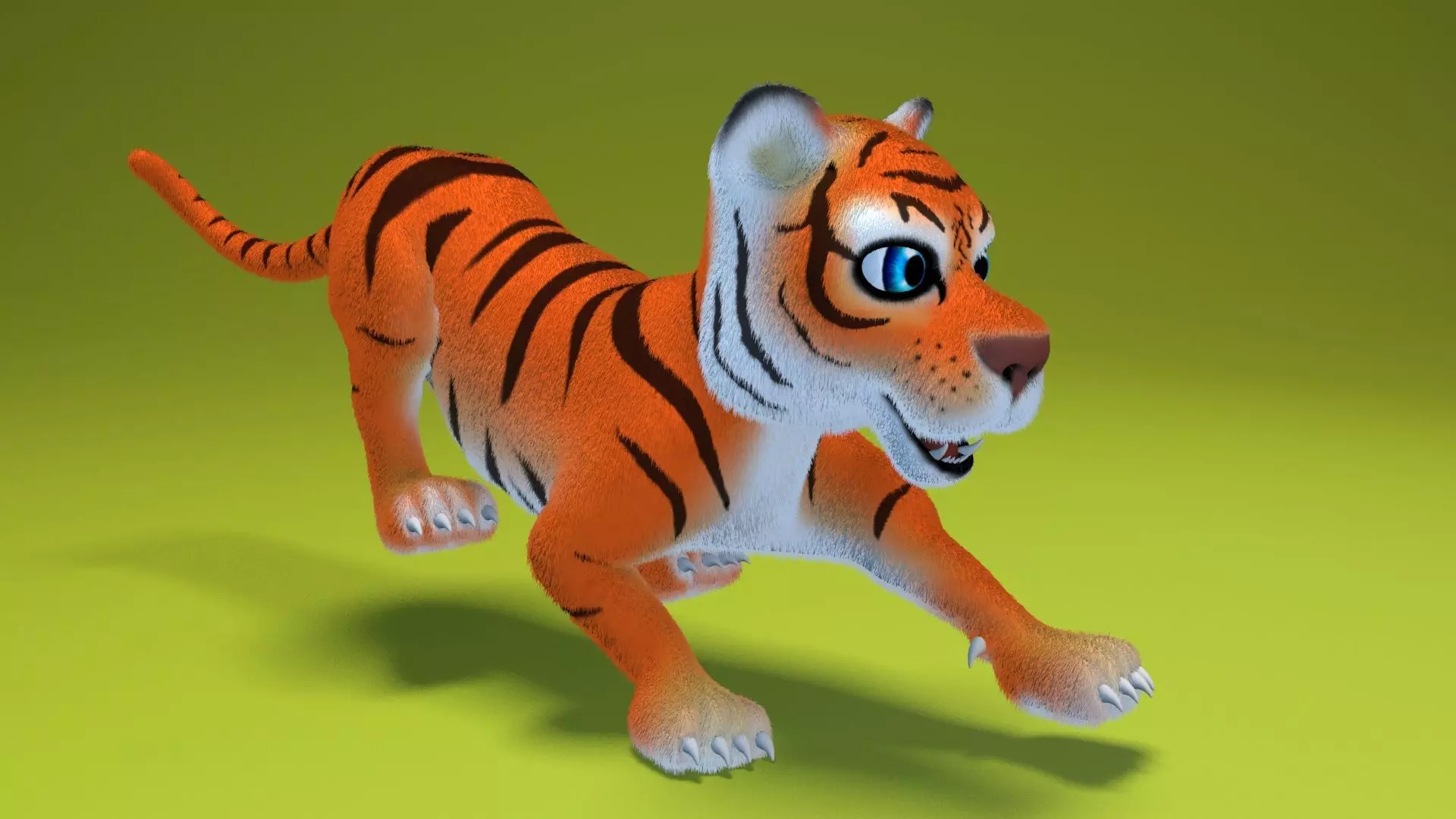 cartoon tiger Low-poly 3D model_0