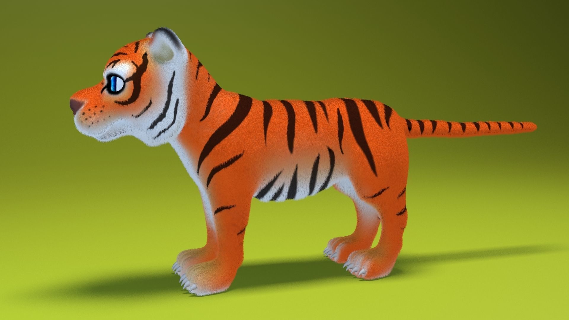 cartoon tiger Low-poly 3D model_4