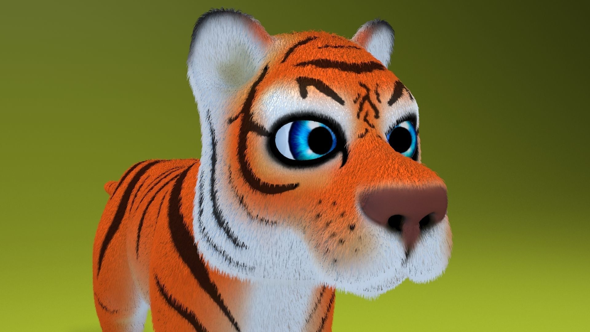 cartoon tiger Low-poly 3D model_3