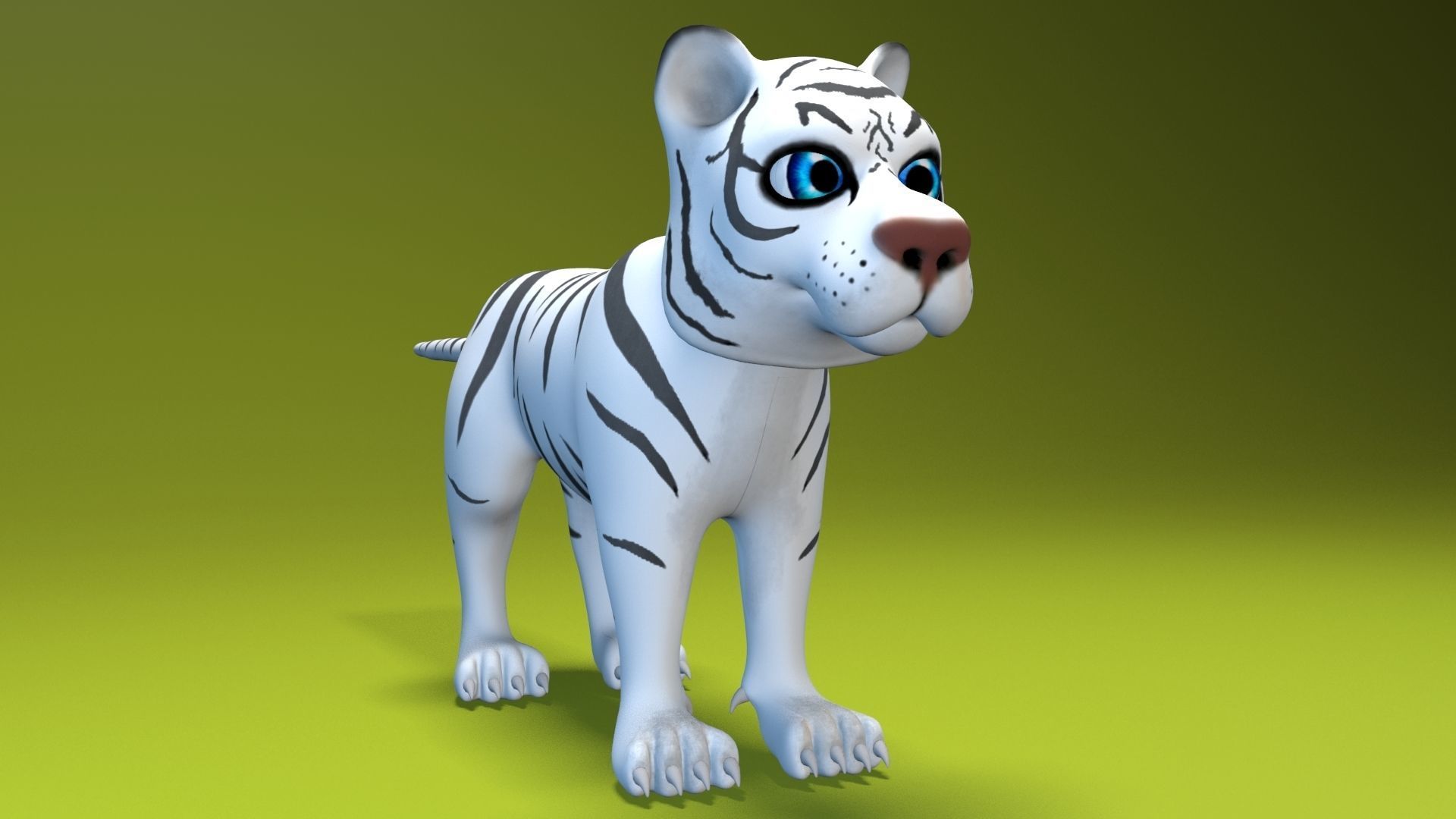 cartoon tiger Low-poly 3D model_11