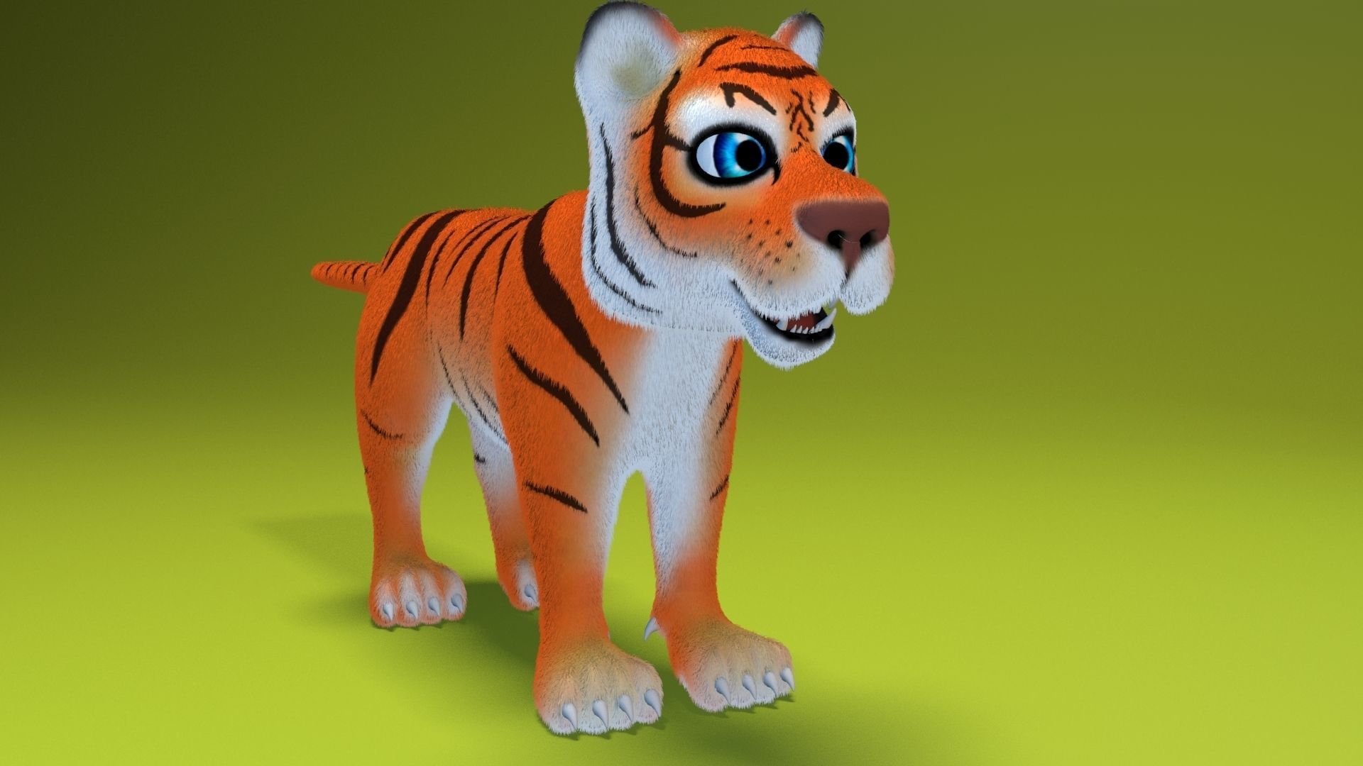 cartoon tiger Low-poly 3D model_2
