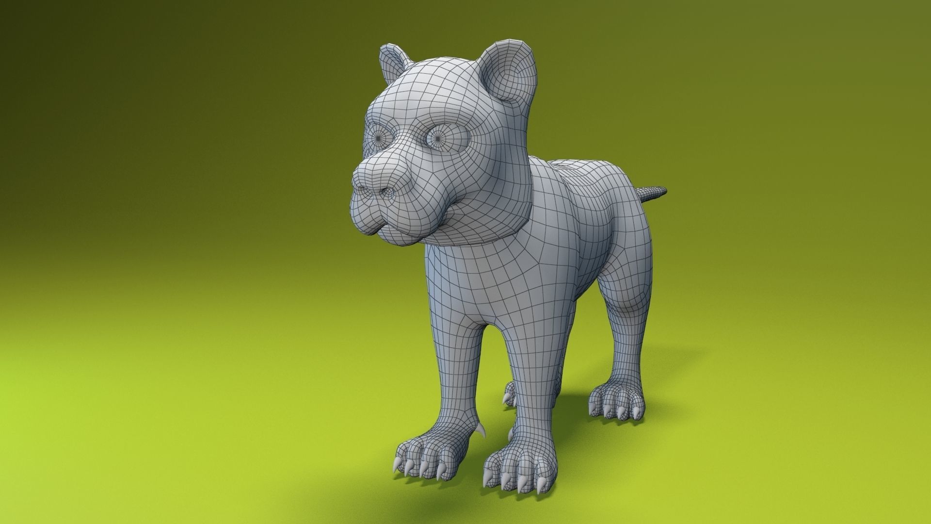 cartoon tiger Low-poly 3D model_8