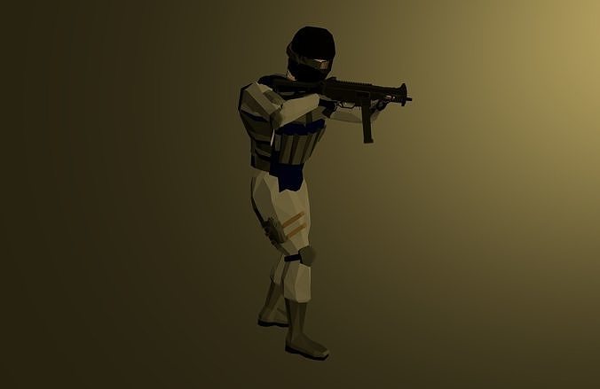 swat low poly rigged and anim Low-poly 3D model