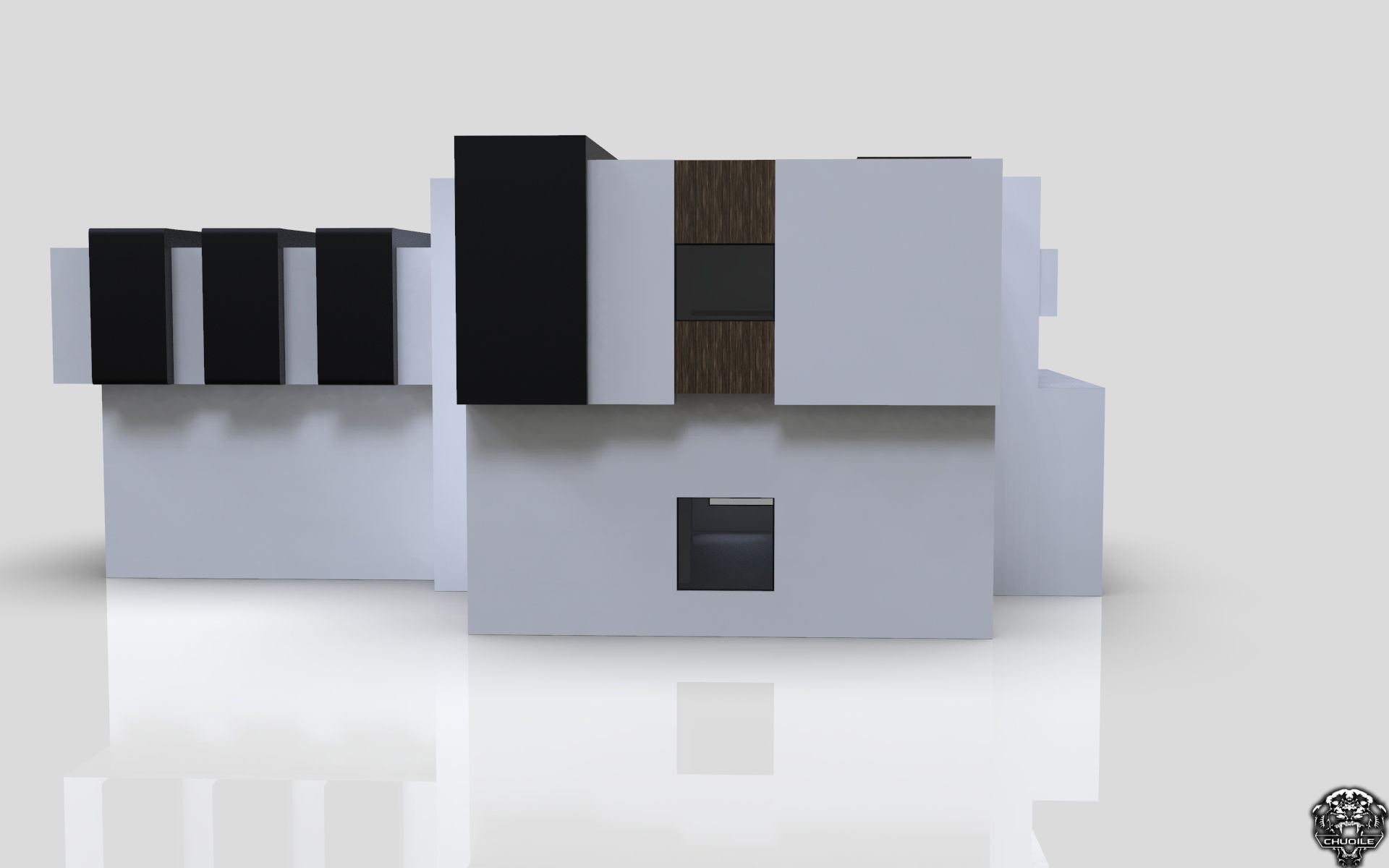 Modern Building House Low-poly 3D model_11