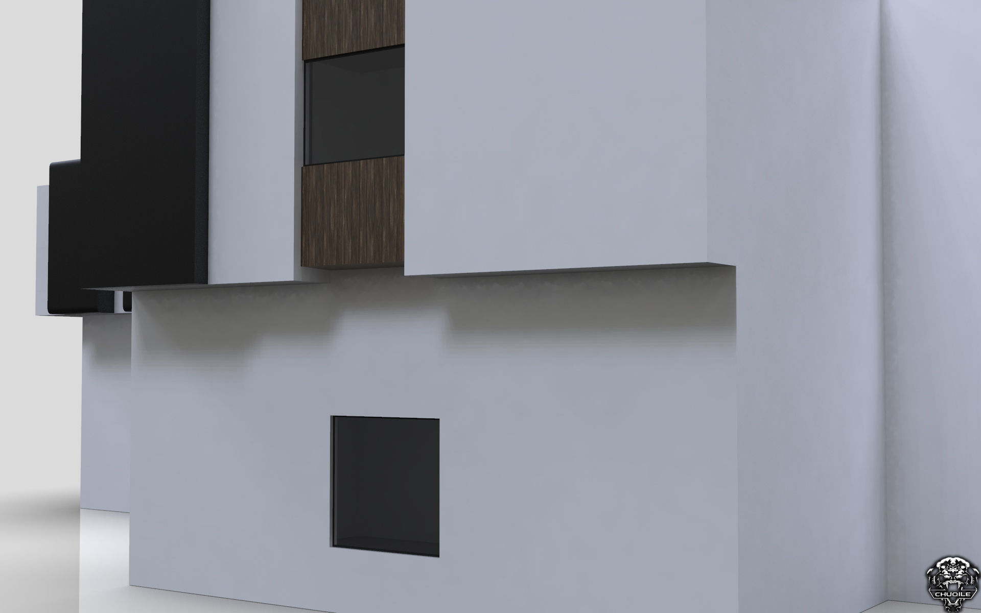 Modern Building House Low-poly 3D model_12