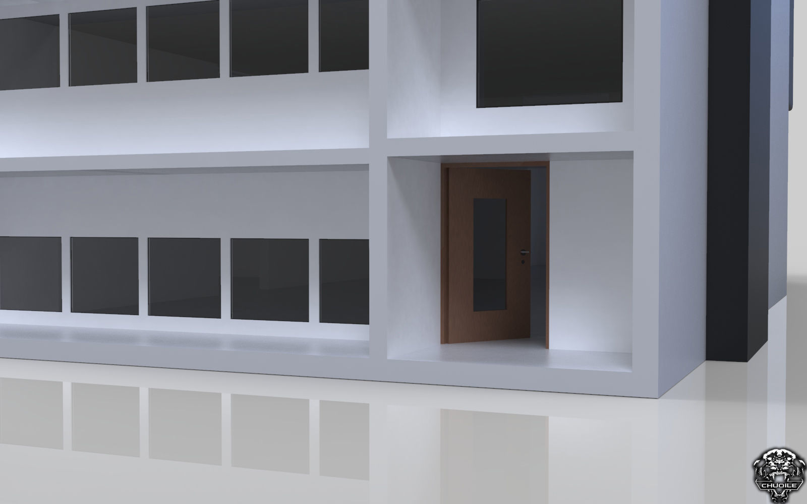 Modern Building House Low-poly 3D model_10