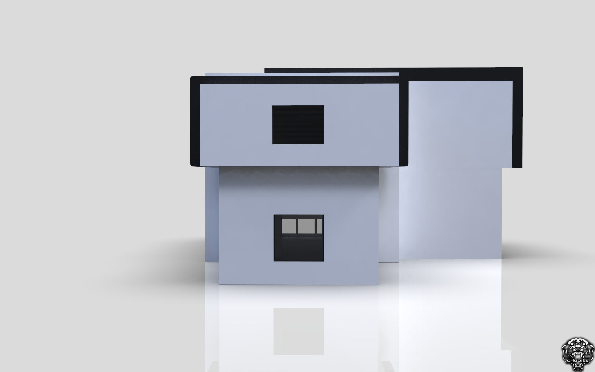 Modern Building House Low-poly 3D model_9
