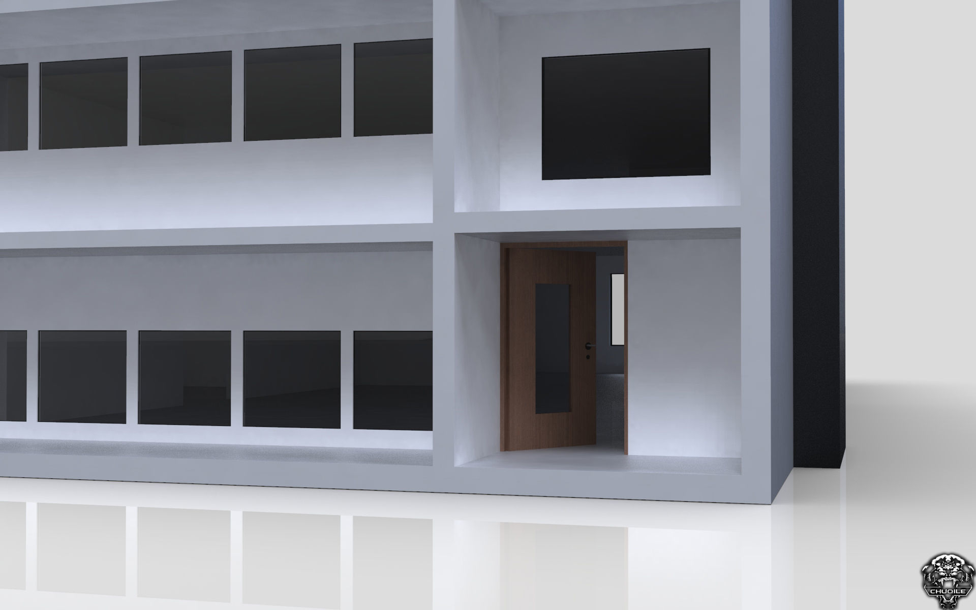 Modern Building House Low-poly 3D model_13