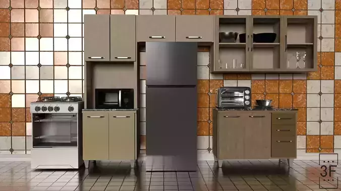 Kitchen props pbr low poly Low-poly 3D model