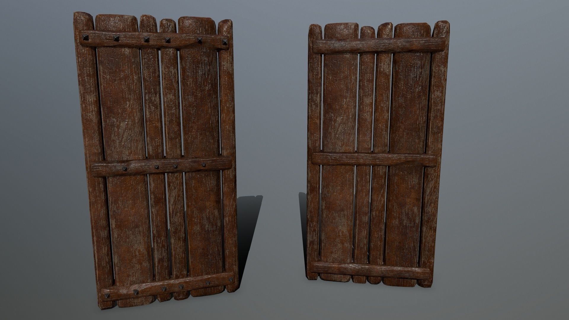 doors set of wooden Low-poly 3D model_7