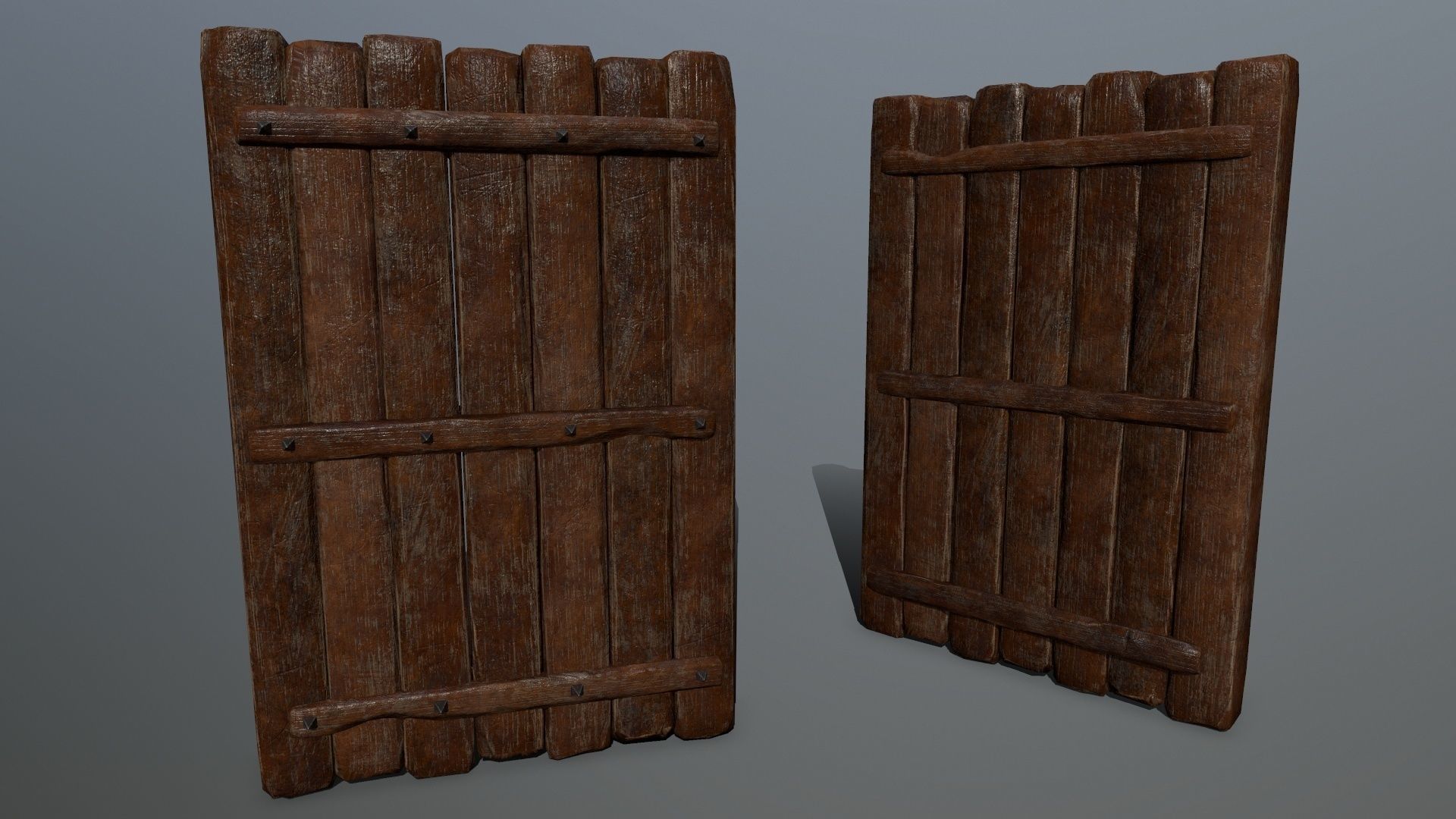 doors set of wooden Low-poly 3D model_6