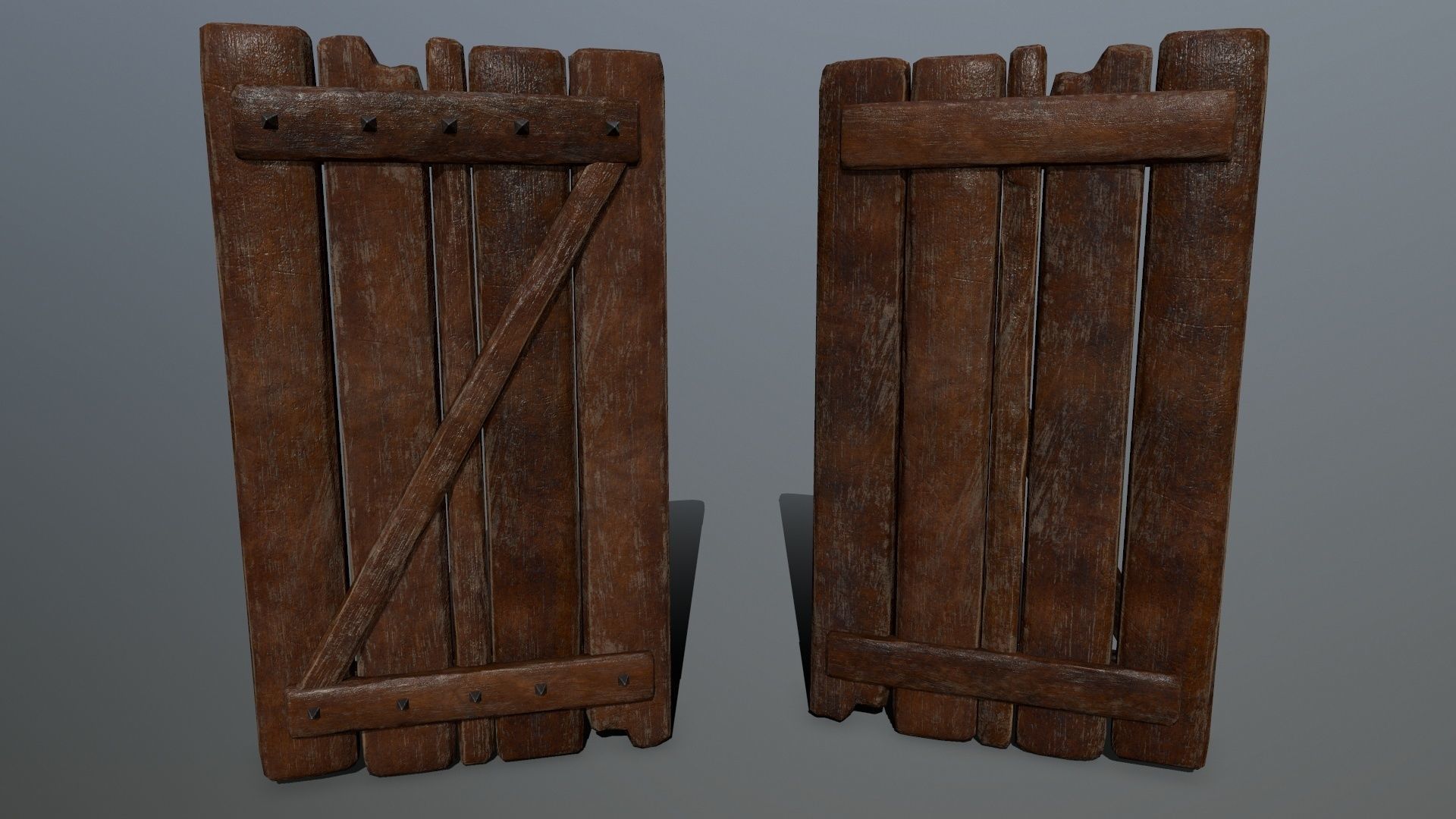 doors set of wooden Low-poly 3D model_9